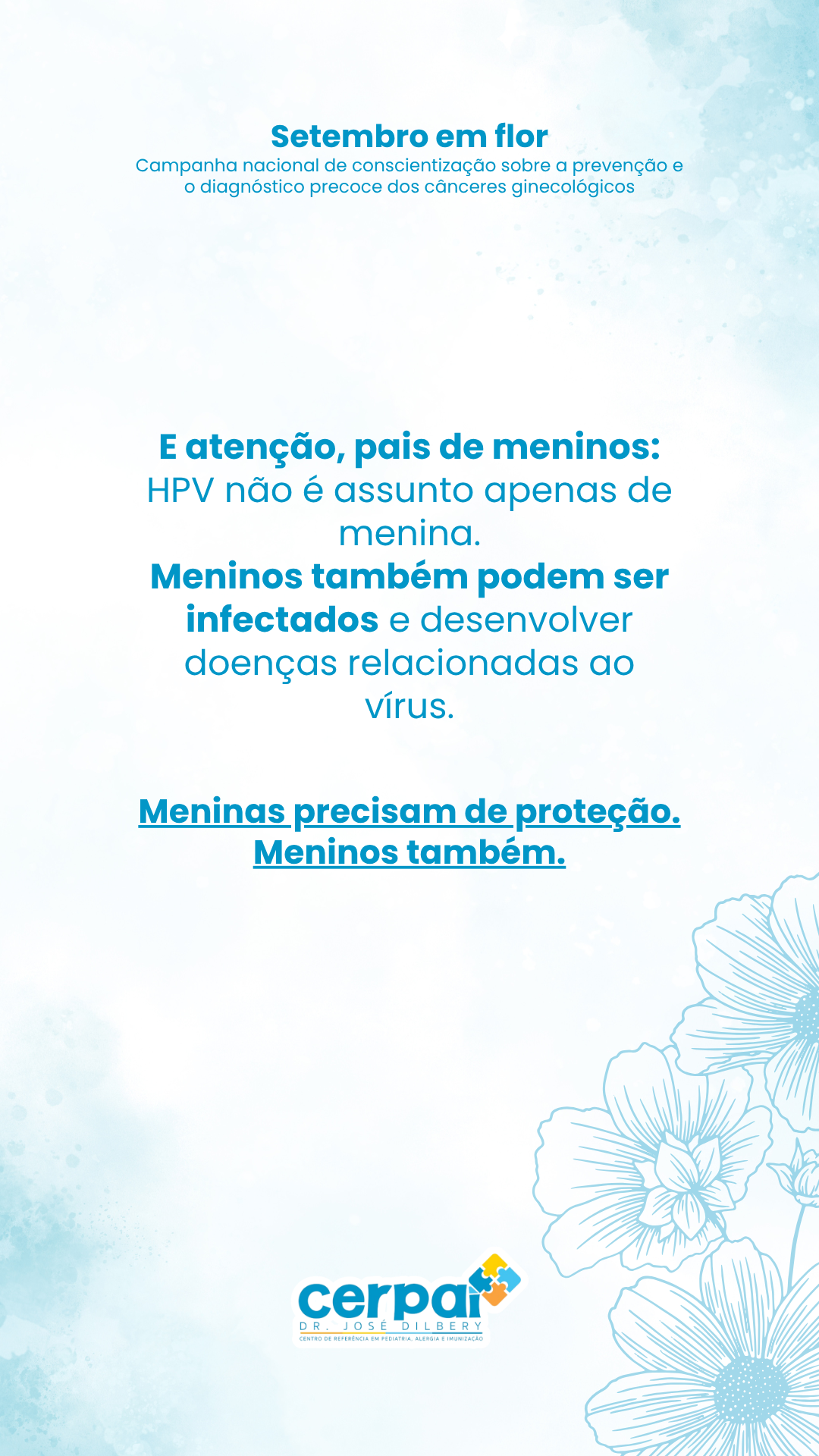 Post de story da marca Cerpai · Dr. José Dillert: HPV não é assunto apenas de menina