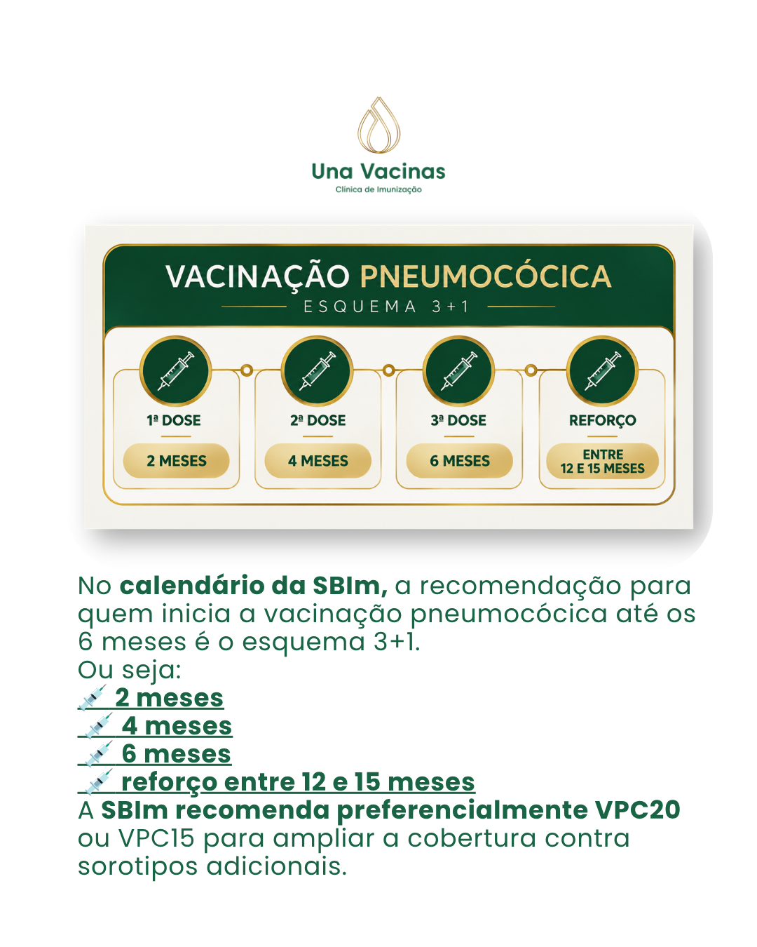 Post de feed da marca Una Vacinas: Vacinação pneumocócica · esquema 3+1