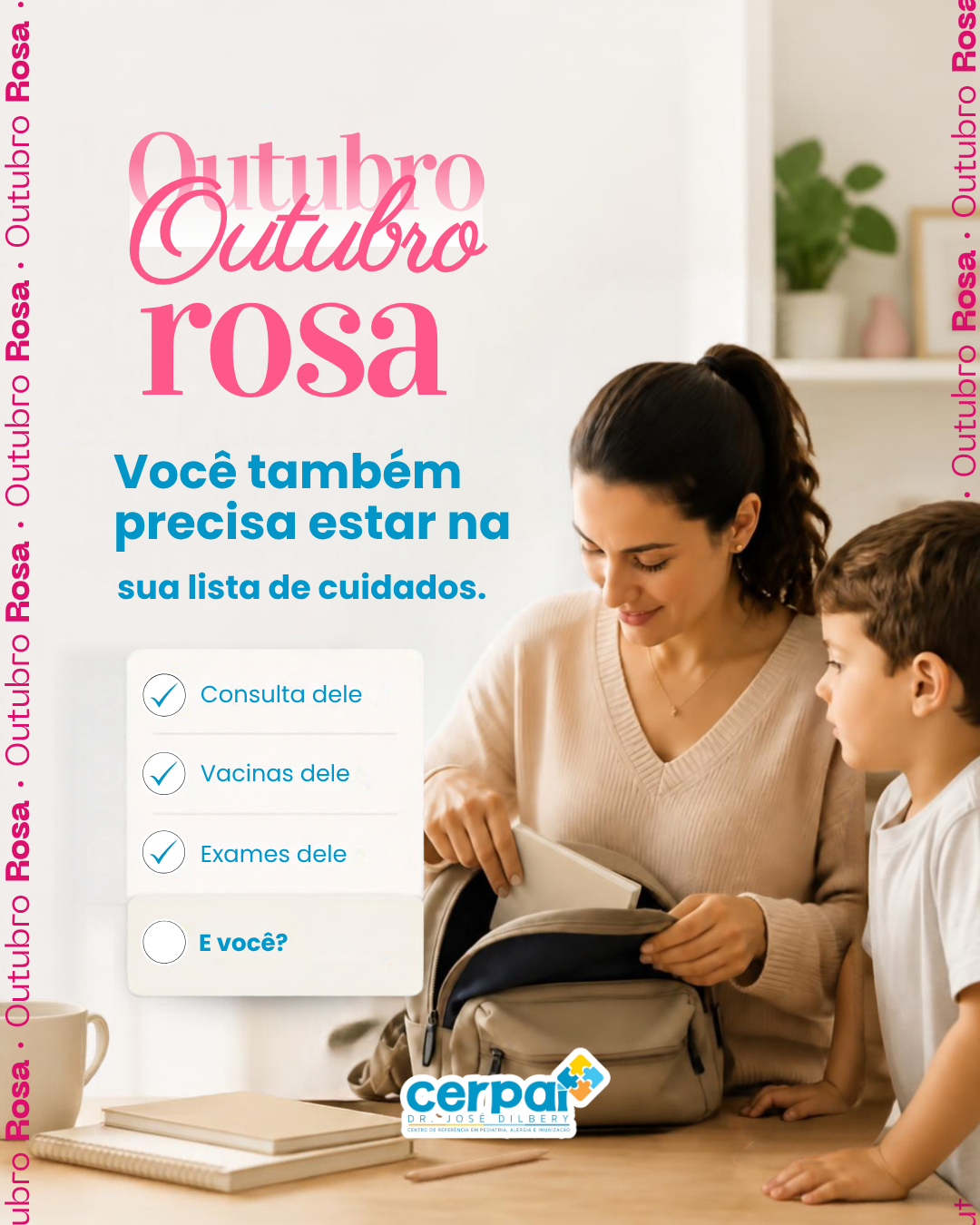 Post de feed da marca Cerpai · Dr. José Dillert: Outubro Rosa: você também precisa estar na sua lista de cuidados