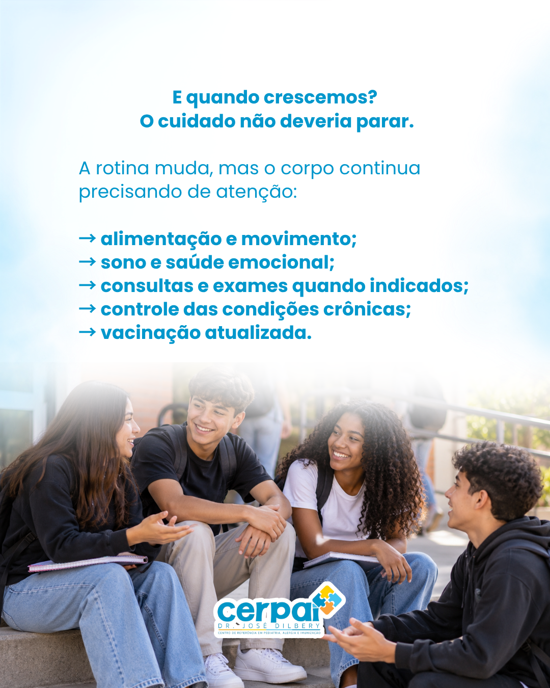 Post de feed da marca Cerpai · Dr. José Dillert: E quando crescemos? O cuidado não deveria parar
