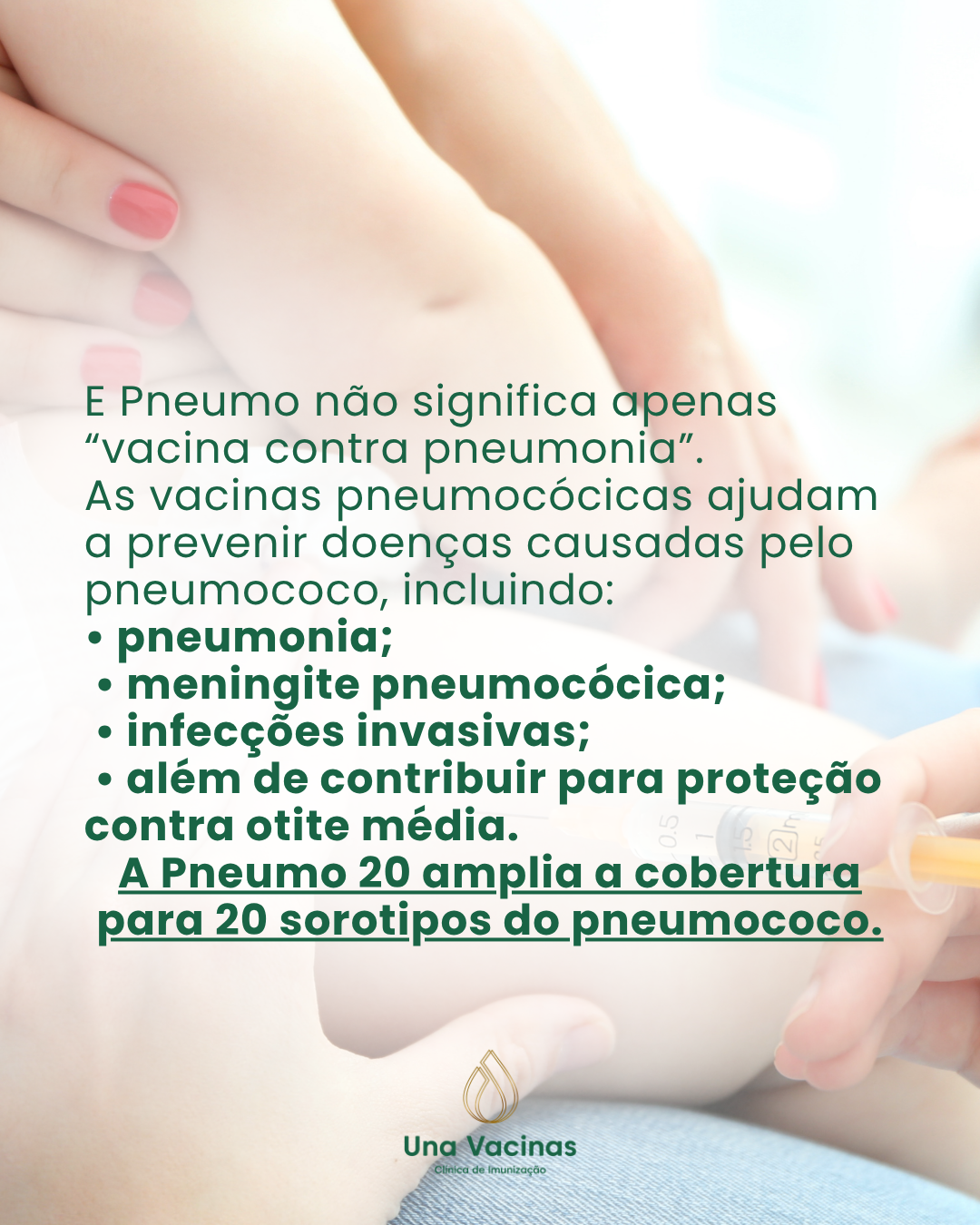 Post de feed da marca Una Vacinas: Pneumo não é apenas "vacina contra pneumonia"