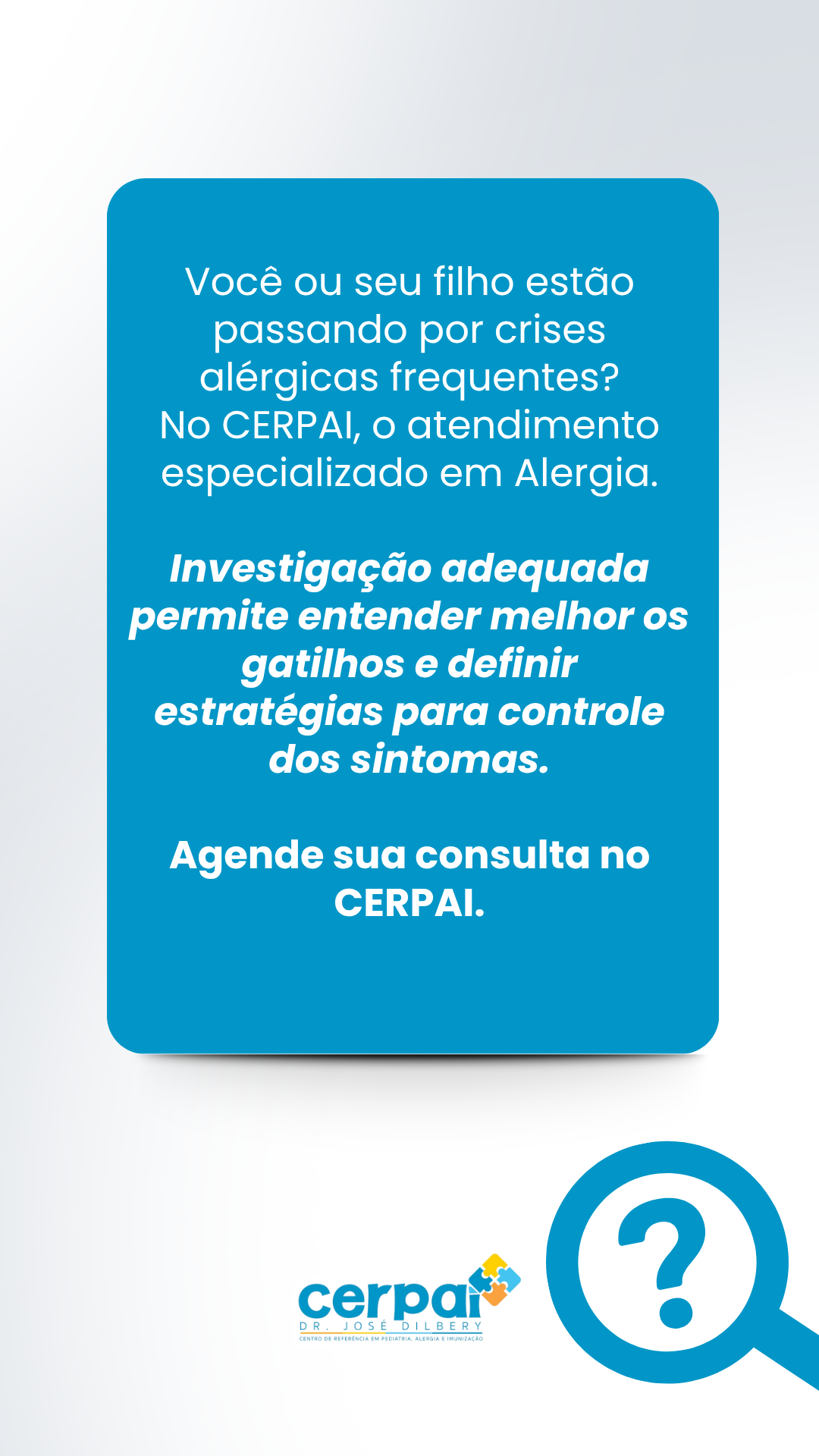 Post de story da marca Cerpai · Dr. José Dillert: Crises alérgicas frequentes?