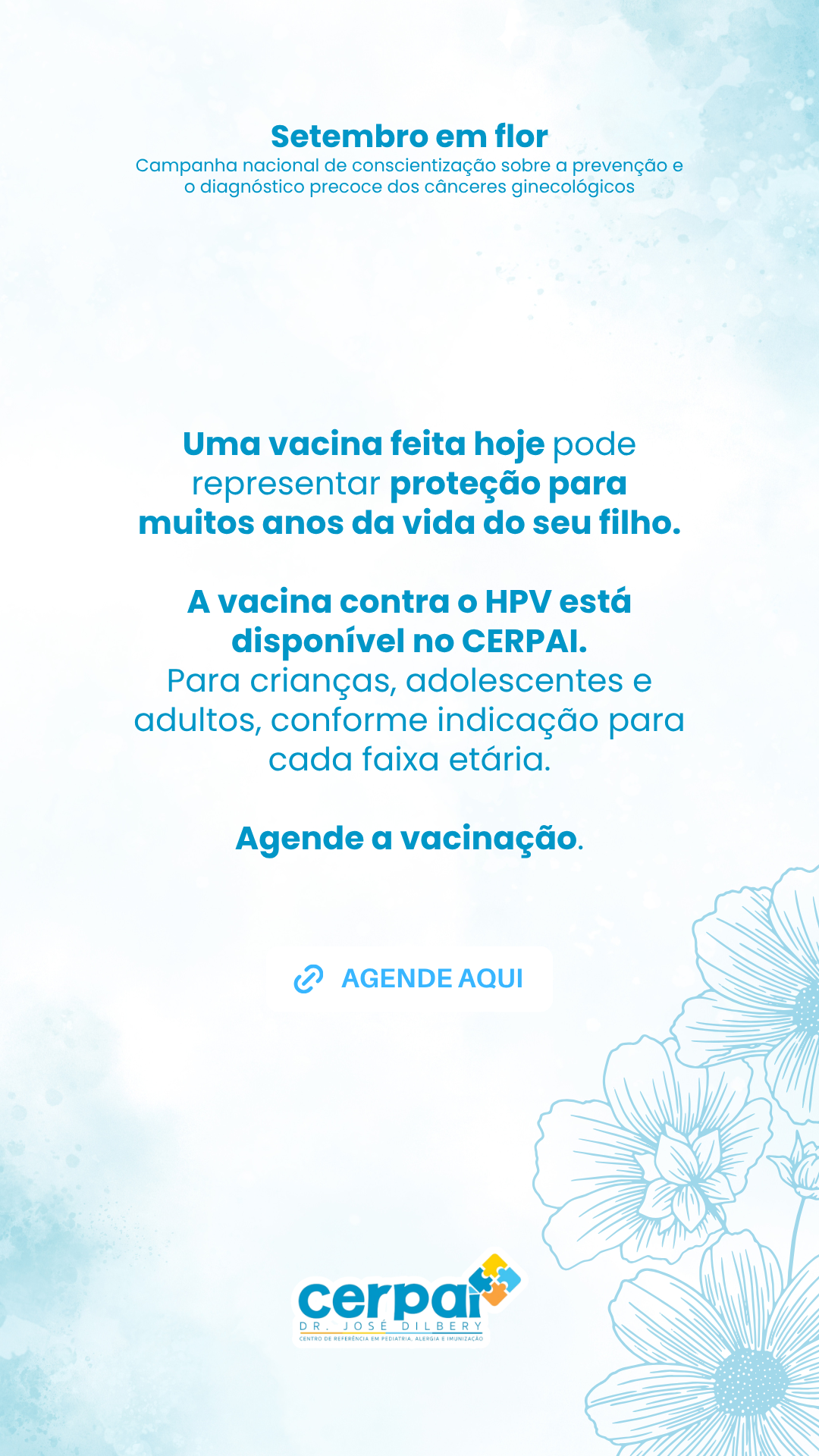 Post de story da marca Cerpai · Dr. José Dillert: Uma vacina feita hoje protege por muitos anos